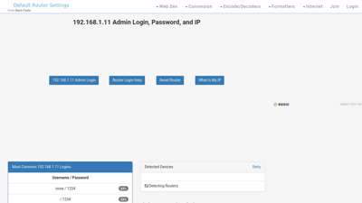 192.168.1.11 Admin Login, Password, and IP