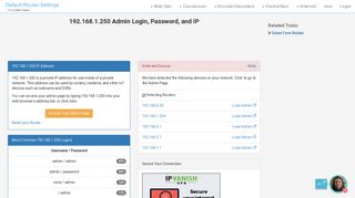 
                            3. 192.168.1.250 Admin Login, Password, and IP - Clean CSS - 250 Portal