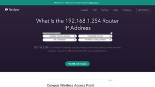 
192.168.1.254 Router IP Address and Routers Using It - NetSpot  
