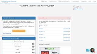 
192.168.15.1 Admin Login, Password, and IP - Clean CSS
