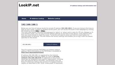 
192.168.188.1 - Private Network | IP Address Information ...
