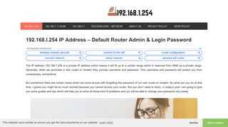 
192.168.l.254 Router Admin Password: 192.168.1.254 Login
