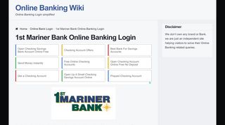 
1st Mariner Bank Online Banking Login | OnlineBankingHQ  
