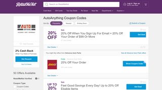 
                            2. 20% Off AutoAnything Coupons, Promo Codes, January 2020 - Autoanything Email Sign Up