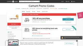 
                            2. 20% Off Carhartt Coupons & Promo Codes - January 2020 - Carhartt Email Sign Up