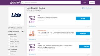 
                            2. 20% Off Lids Coupon Codes, Coupons + 1% Cash Back 2020 - Lids Email Sign Up