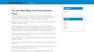 
                            12. 2018 - Ipm Math Mega Final Exam Question Paper - Ipm Mathemagic Portal