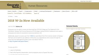 
                            9. 2018 W-2s Now Available - Human Resources - Georgia Tech - Techworks Gatech Portal
