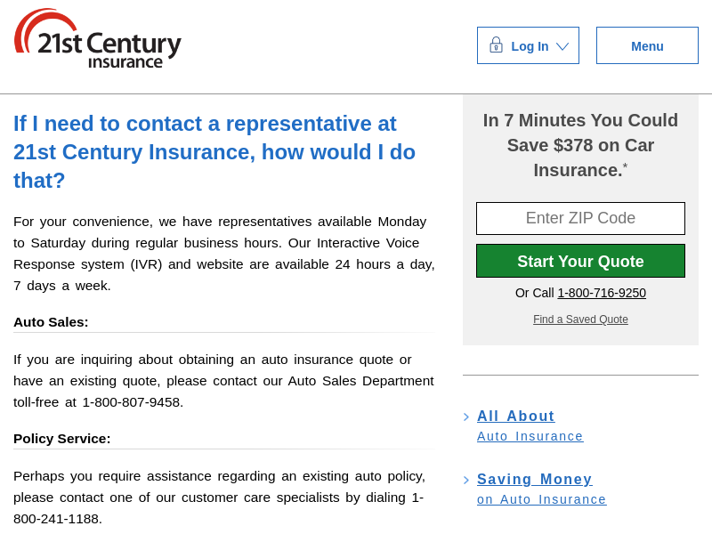 
                            1. 21st Century Auto Insurance Contact Phone Numbers | 21st.com