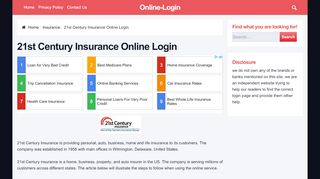 
21st Century Insurance Online Login  
