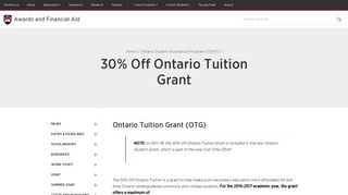
                            1. 30% Off Ontario Tuition Grant - Awards and Financial Aid