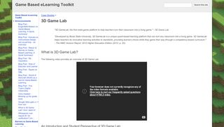
                            5. 3D Game Lab - Game Based eLearning Toolkit - Google Sites - 3d Gamelab Portal
