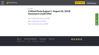 
                            3. 4 Wheel Parts August 1- August 31, 2018 Statement Credit Offer