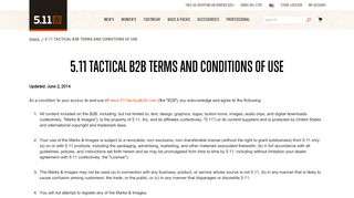 
                            2. 5.11 TACTICAL B2B TERMS AND CONDITIONS OF USE - 5.11 Tactical - 5.11 Dealer Portal