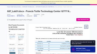 
687_Lab01.docx - Francis Tuttle Technology Center 12777 N ...
