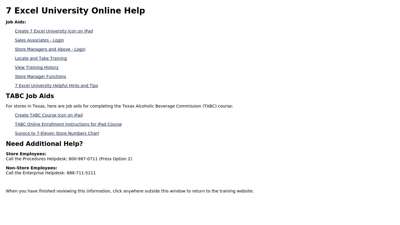 7 Excel University Online Help