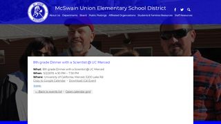 
                            5. 8th grade Dinner with a Scientist @ UC Merced | McSwain Union ... - Uc Merced Parent Portal