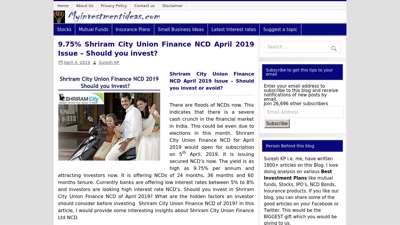 
                            7. 9.75% Shriram City Union Finance NCD April 2019 Issue ...