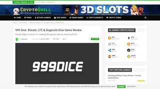 
							         999 Dice: Bitcoin, LTC & Dogecoin Dice Game Review ...								  
							    
