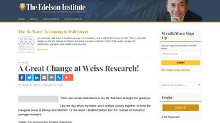 
                            6. A Great Change at Weiss Research! - Wealth WaveWealth Wave - Weiss Research Portal