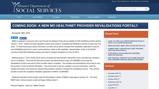 
                            5. A NEW MO HEALTHNET PROVIDER REVALIDATIONS PORTAL!! - Missouri Medicaid Provider Portal