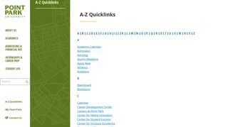 
                            6. A-Z Quicklinks | Point Park University | Pittsburgh, PA - Point Park Blackboard Portal