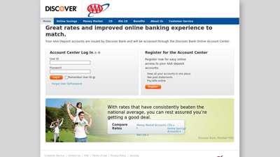 AAA Dedicated Account Center Login Page - Discover Card