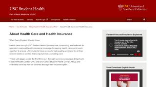 
                            4. About Health Care and Health Insurance | USC Student Health - Eric Cohen Student Health Portal