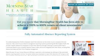 
                            2. Absence Management, Absence Report | MorningStar Health - Morningstar Health Portal