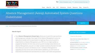 
Absence Management (Aesop) Automated System Questions ...  
