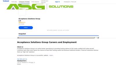 Acceptance Solutions Group Careers and Employment  Indeed.com