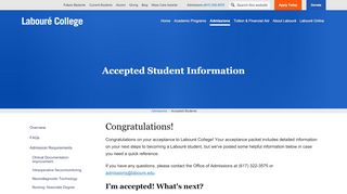 Accepted Student Information | Labouré College - Laboure College Portal