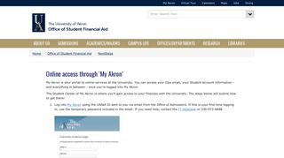 Access financial aid info via My Akron : The University of Akron - Akron Zipline Portal