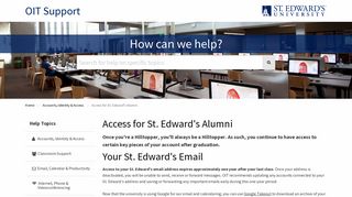 
Access for St. Edward's Alumni - OIT Support

