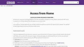 
                            8. Access from Home | Hunter College Libraries - Hunter Netid Portal