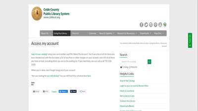 Access my account – Cobb County Public Library System