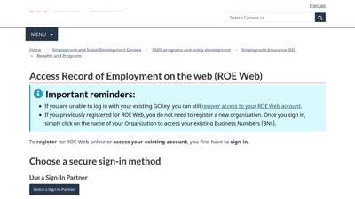 Access Record of Employment on the Web (ROE Web) - Canada.ca