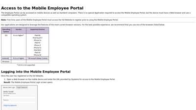 Access to the Mobile Employee Portal - BASIC