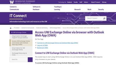 Access UW Exchange Online via browser ... - itconnect.uw.edu