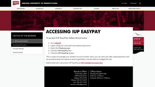 
Accessing IUP EasyPay - Bill Payment Methods - Bursar - IUP
