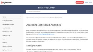 
                            2. Accessing Lightspeed Analytics – Lightspeed Retail - Lightspeed Analytics Portal