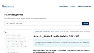 
                            7. Accessing Outlook on the Web for Office 365 | Email | IT Knowledge ... - Outlook Web Access Login Cdcr