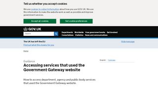 
                            3. Accessing services that used the Government Gateway website - GOV ... - Gateway Customer Portal