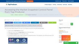 
                            3. Accessing the Market Snapshot Control Panel from Top ... - Top Producer Market Snapshot Portal