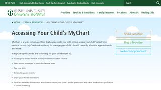 Accessing Your Child's MyChart - Rush University Medical ... - Rush University My Chart Portal