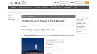 
                            1. Accessing your myLife e-mail account - Unisa - Mylife Email Portal