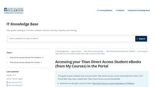 Accessing your Titan Direct Access Student eBooks (from My Courses ... - Courses Direct Online Portal
