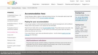 
Accommodation fees - Oxford Brookes University  
