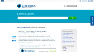 
                            7. Account Login - Account Management - GlobalSign Support Portal - 101 Global Login