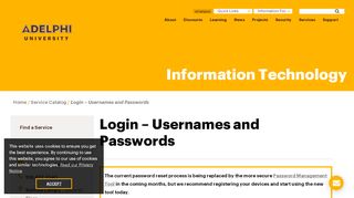 Account Login  Adelphi Username and Password Reset Help